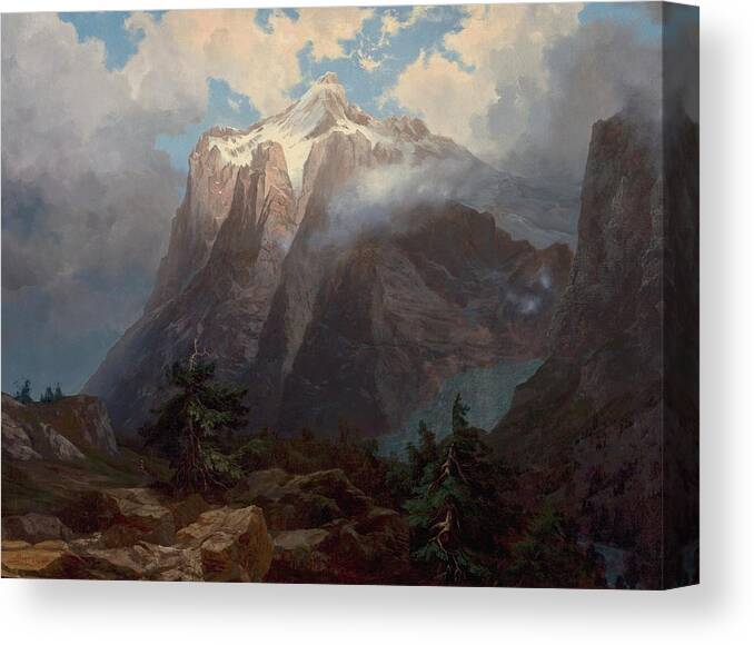 Albert Bierstadt Canvas Print featuring the painting Mount Brewer from King's River Canyon, California #5 by Albert Bierstadt