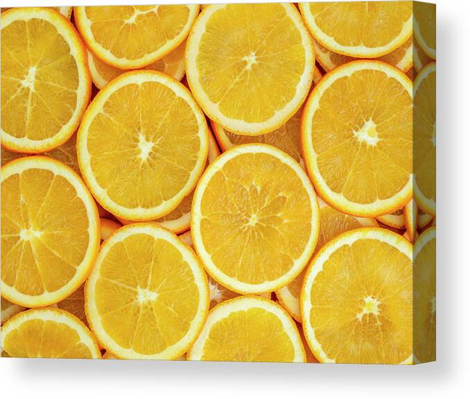 239945 Canvas Print featuring the photograph Full Frame Of Orange Slices #5 by Panoramic Images 239945 Canvas Print featuring the photograph Full Frame Of Orange Slices #5 by Panoramic Images