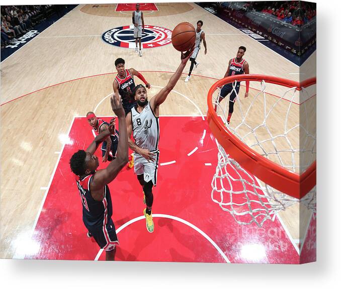 Patty Mills Canvas Print featuring the photograph San Antonio Spurs V Washington Wizards #5 by Ned Dishman