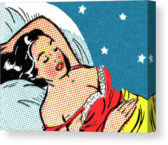 Adult Canvas Print featuring the drawing Sleeping woman #5 by CSA Images
