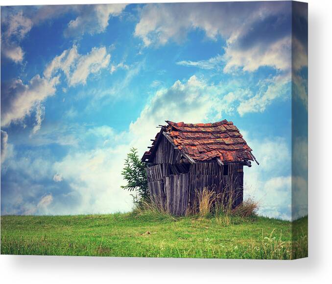 Scenics Canvas Print featuring the photograph Abandoned Hut by Borchee