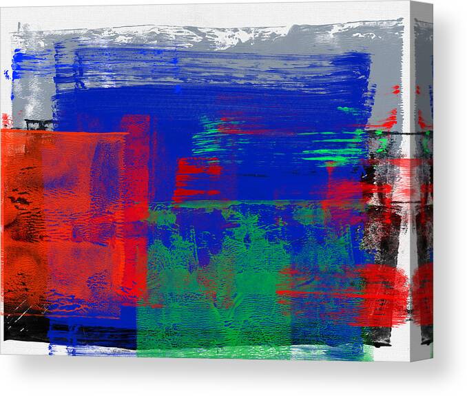Abstract Canvas Print featuring the painting Abstract Blue and Red Study by Naxart Studio