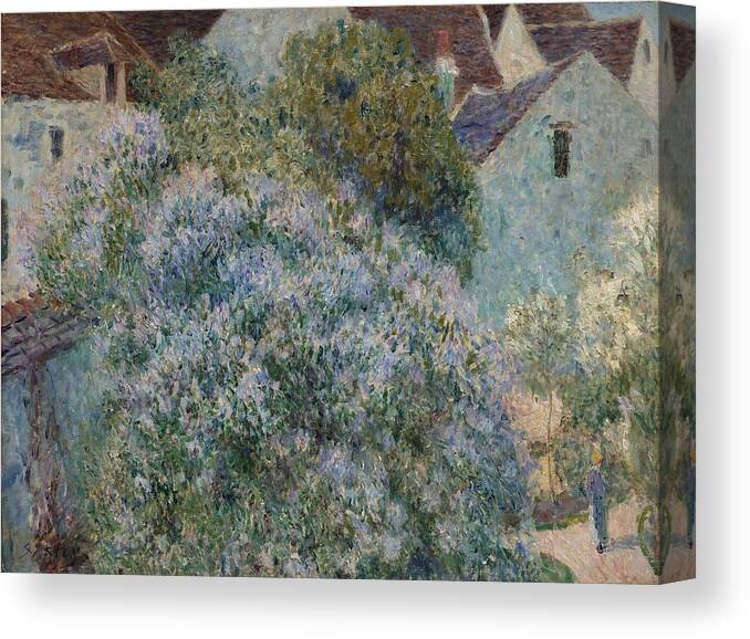 Beautiful Canvas Print featuring the painting Alfred Sisley 1839 - 1899 THE LILAC IN MY GARDEN by Celestial Images