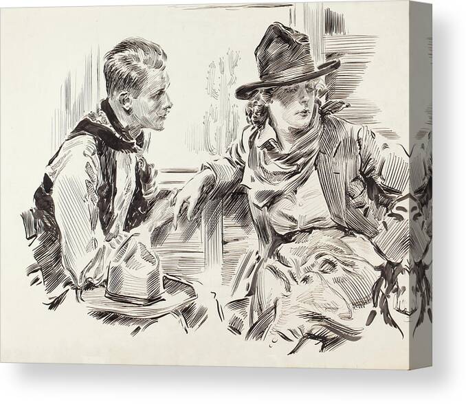 Flagg Canvas Print featuring the painting Aloof Cowgirl by James Montgomery Flagg