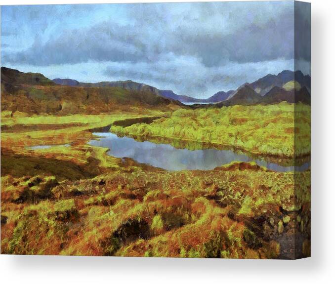 Indescibable Beauty Canvas Print featuring the digital art An Icelandic Landscape of Indescribable Beauty. by Digital Photographic Arts