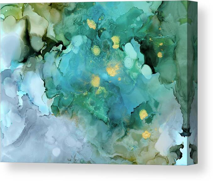 Abstract Canvas Print featuring the painting Aqua Brume I by Victoria Borges