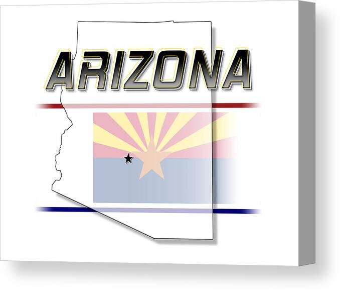 Arizona Canvas Print featuring the digital art Arizona State Horizontal Print by Rick Bartrand