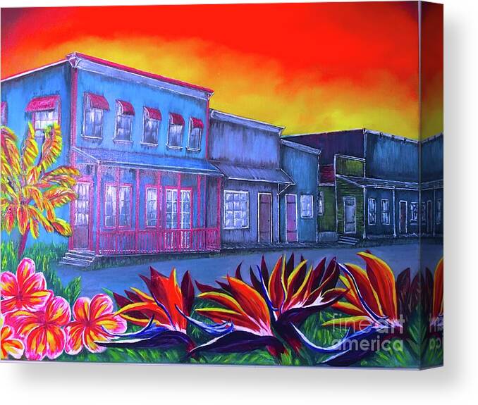 Plumeria Canvas Print featuring the painting As the Night Falls Pahoa Hawaii by Michael Silbaugh