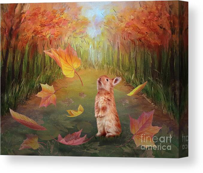 Fall Canvas Print featuring the mixed media Autumn Leaves by Yoonhee Ko