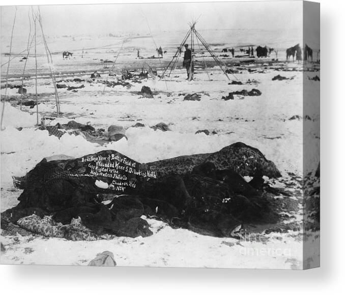 People Canvas Print featuring the photograph Battlefield At Wounded Knee 1890 by Bettmann