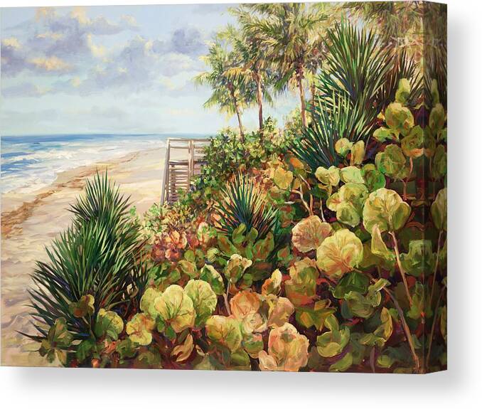 Beach Landscapes Canvas Print featuring the painting Beachside Garden by Laurie Snow Hein