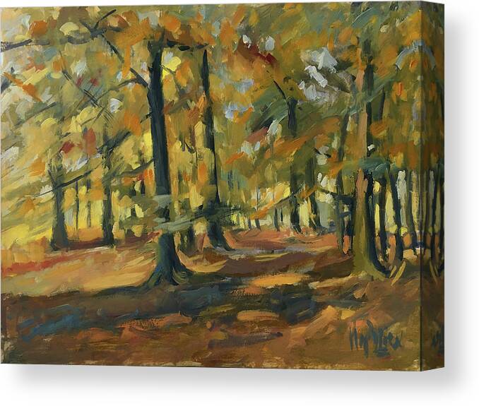 Forest Canvas Print featuring the painting Beeches in Autumn by Nop Briex