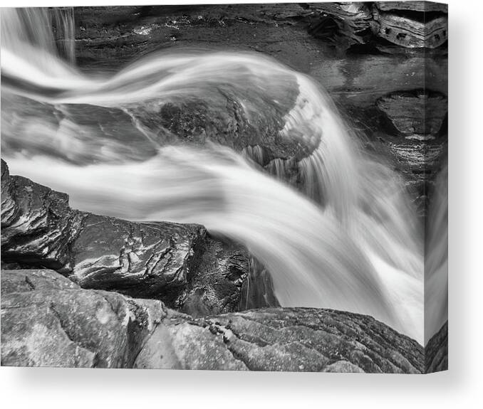 Abstract Canvas Print featuring the photograph Black and White Rushing Water by Louis Dallara
