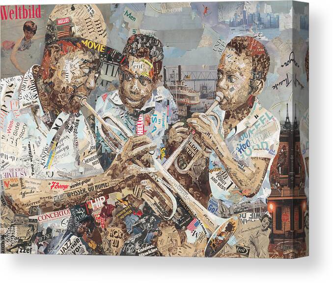 African American Canvas Print featuring the mixed media Blues Boys by Ines Kouidis