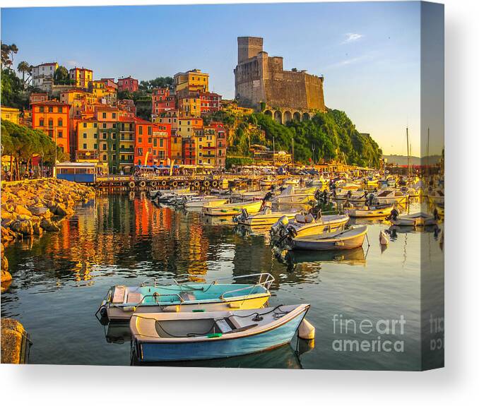 Italy Canvas Print featuring the photograph boats of Lerici by Benny Marty