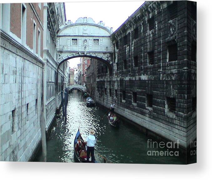 Venice Canvas Print featuring the photograph Bridge of Sighs Venice Italy Canal Gondolas Unique Panoramic View by John Shiron