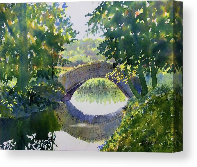 Watercolour Canvas Print featuring the painting Bridge over Gypsy Race by Glenn Marshall