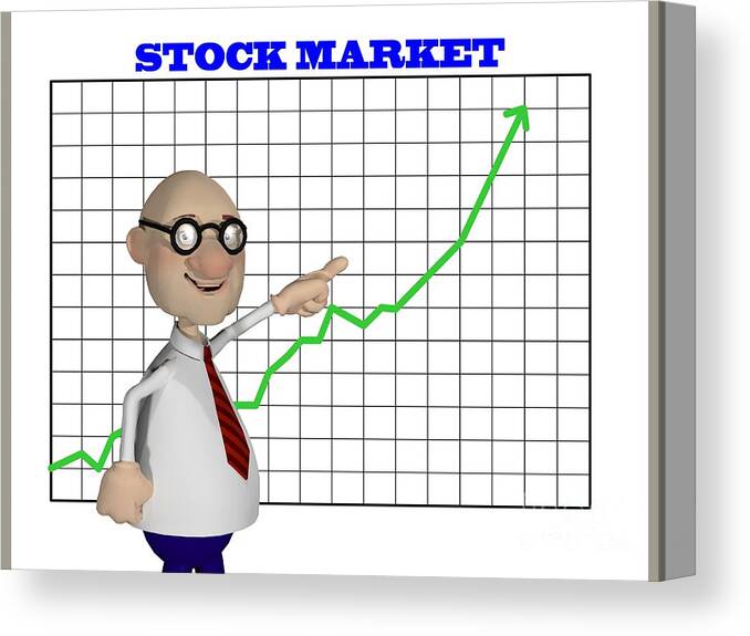Cartoon Guy In Front Of An Up Stock Market Chart Canvas Print / Canvas Art  by Jonathan Lingel - Fine Art America