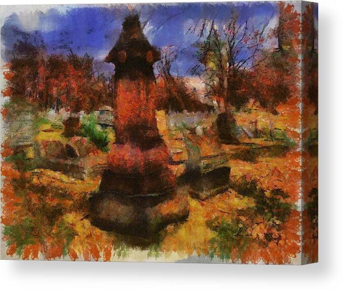 Cemetery Canvas Print featuring the mixed media Cemetery Afternoon II by Christopher Reed