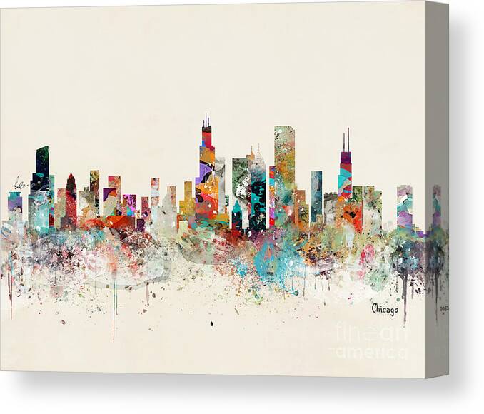 Chicago Canvas Print featuring the painting Chicago Ilinois Skyline by Bri Buckley