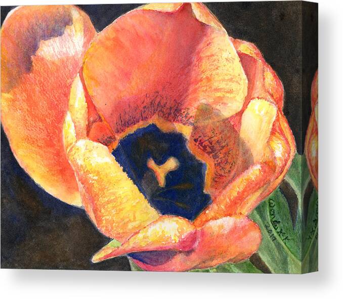 Flower Canvas Print featuring the painting Chuck's Orange Tulip by Wendy Keeney-Kennicutt