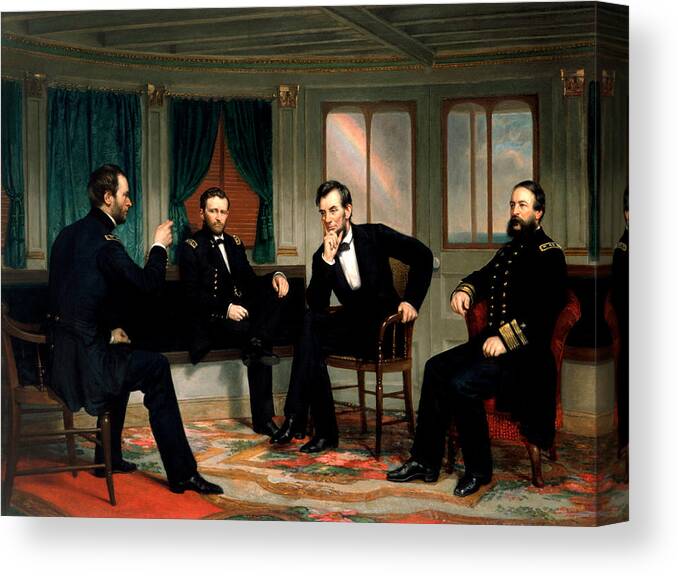 Civil War Canvas Print featuring the painting Civil War Union Leaders - The Peacemakers - George P.A. Healy by War Is Hell Store