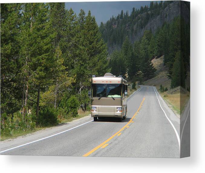 Camping Canvas Print featuring the photograph Class A Motorhome by Duckycards