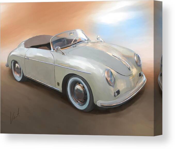 Classical Painting Canvas Print featuring the painting Classic Porsche Speedster by Vart Studio