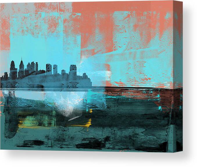 Cleveland Canvas Print featuring the mixed media Cleveland Abstract Skyline II by Naxart Studio