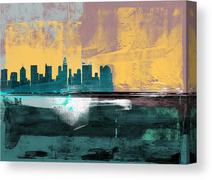 Columbus Canvas Print featuring the mixed media Columbus Abstract Skyline I by Naxart Studio