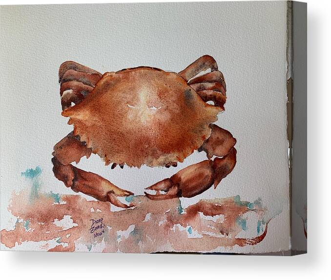  Canvas Print featuring the painting Crab to eat by Diane Ziemski