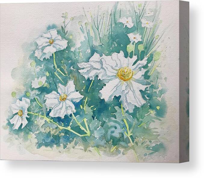 Flower Canvas Print featuring the painting Matilija Poppies by Luisa Millicent