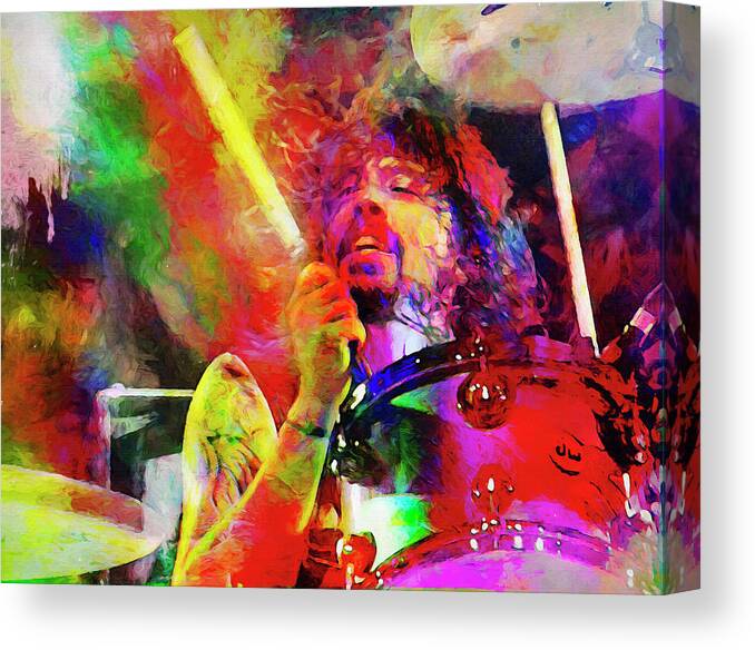 Dave Grohl Canvas Print featuring the mixed media Dave Grohl, musician by Mal Bray