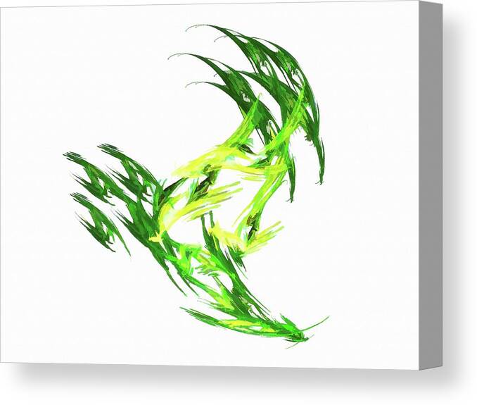 Abstract Art Canvas Print featuring the digital art Deluxe Throwing Star Green by Don Northup