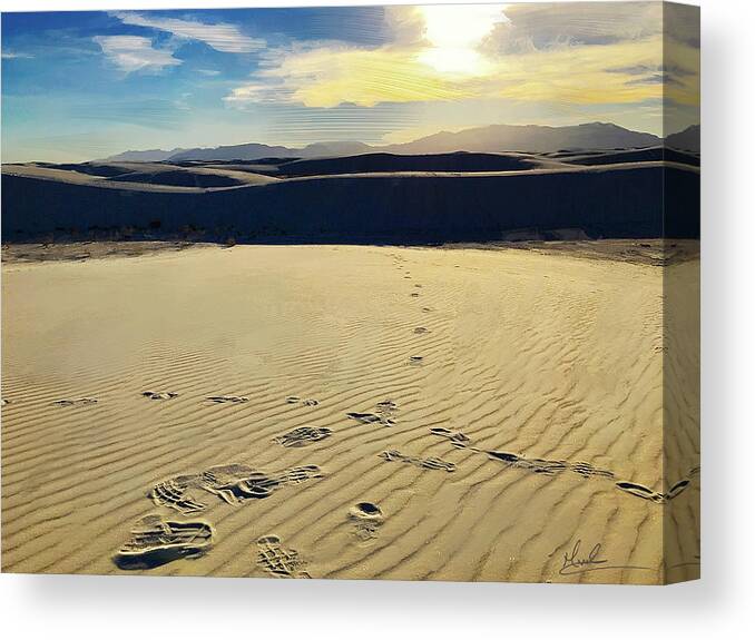 Desert Canvas Print featuring the photograph Desert Footprints I by GW Mireles