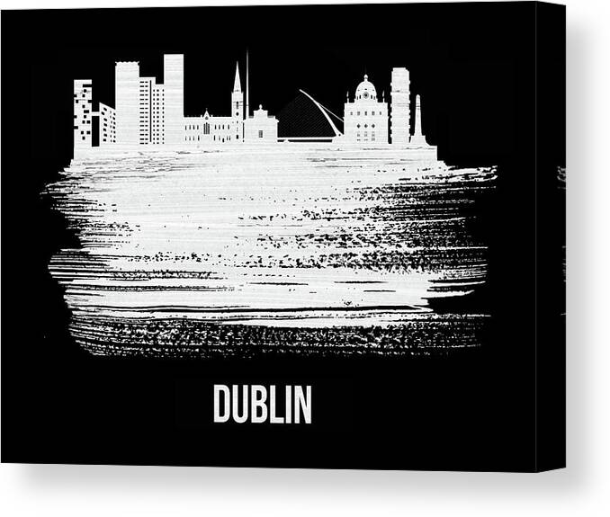 Dublin Canvas Print featuring the mixed media Dublin Skyline Brush Stroke White by Naxart Studio