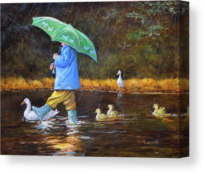 Child Canvas Print featuring the painting Duck Soup by Richard De Wolfe