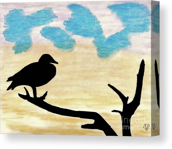 Sunset Canvas Print featuring the drawing Duck Sunset by D Hackett