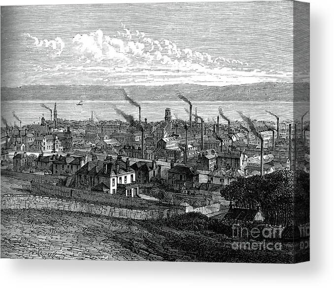 Engraving Canvas Print featuring the drawing Dundee, Scotland, C1880 by Print Collector
