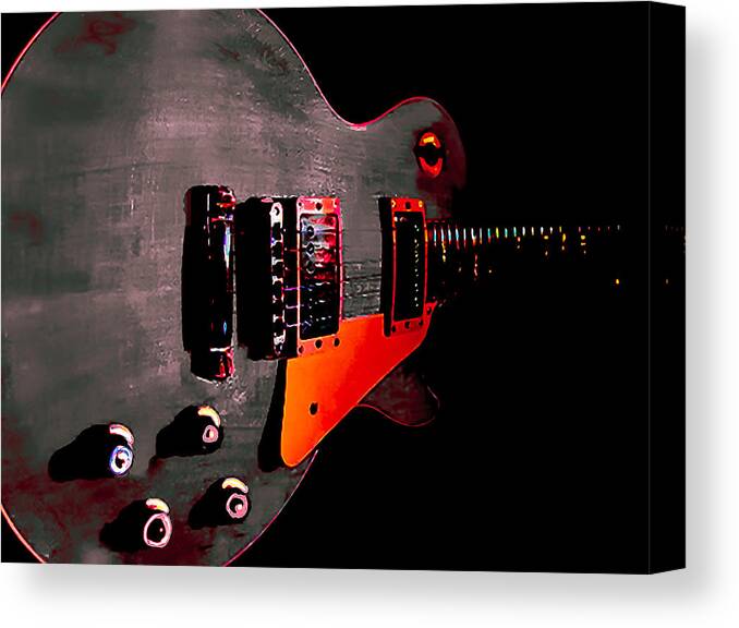 Guitar Canvas Print featuring the digital art Ebony Relic Guitar Hover Series by Guitarwacky Fine Art