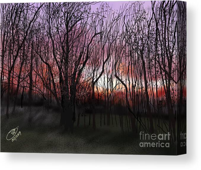 Sunsets Canvas Print featuring the digital art Evening Glow -II by Joel Deutsch