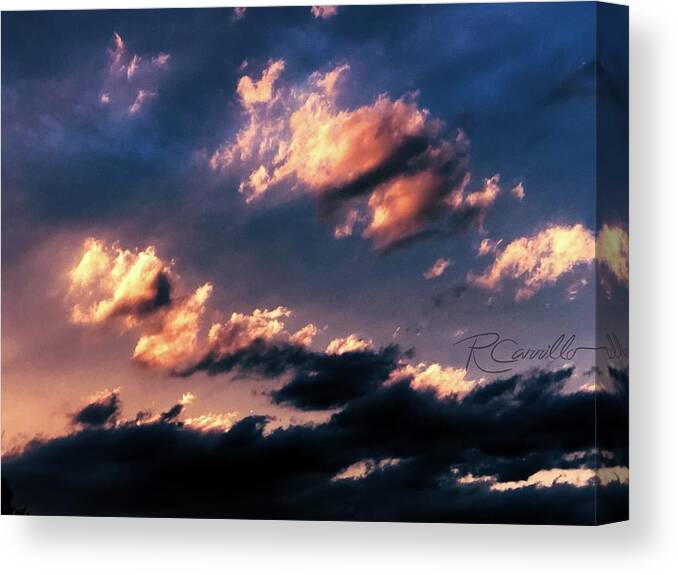 Dramatic Clouds Canvas Print featuring the photograph Evening Reflections by Ruben Carrillo