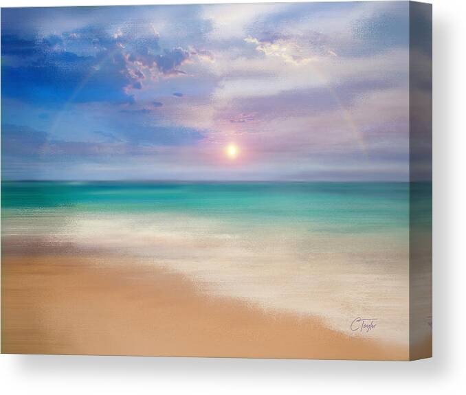 Seascape Canvas Print featuring the mixed media Eventide by Colleen Taylor