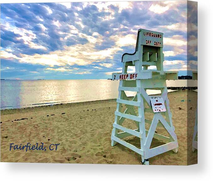  Canvas Print featuring the photograph Fairfield CT Lifeguard Chair by Tom Johnson