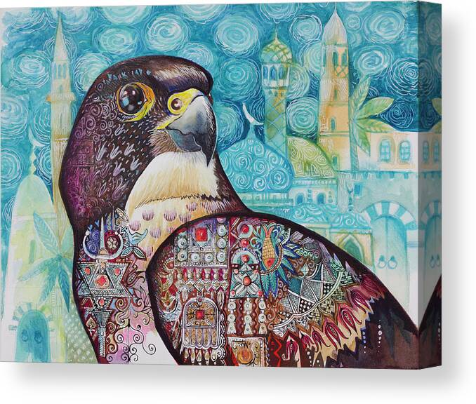 Falcon Canvas Print featuring the painting Falcon by Oxana Zaika