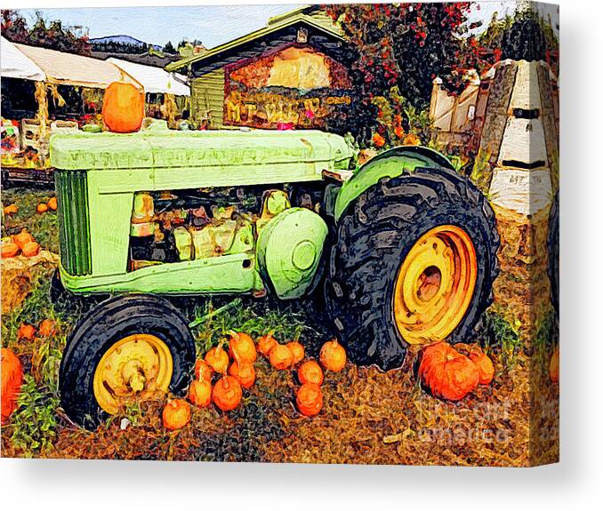 Tractor Canvas Print featuring the painting Fall Tractor by Jeanette French