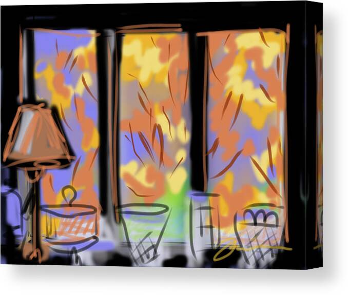 Fall Canvas Print featuring the painting Fall Windows by Jean Pacheco Ravinski