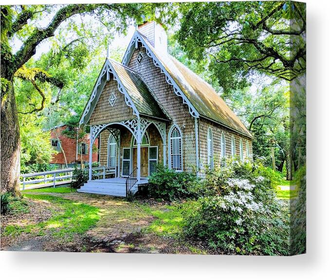 St James Santee Episcopal Chapel Of Ease Canvas Print featuring the photograph Feel at Ease by Sherry Kuhlkin