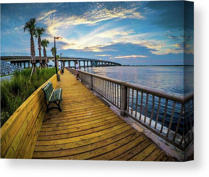 Alabama Canvas Print featuring the photograph Fishing on Perdido Pass G0640404 by Michael Thomas