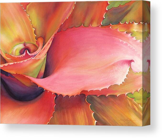 Watercolor Painting Canvas Print featuring the painting Flamenco Whorl by Sandy Haight